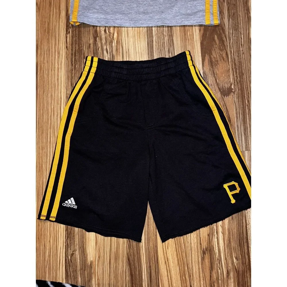 Adidas Pittsburgh Pirates MLB 2 Piece‎ Set Shirt & Shorts Outfit Boys Sz 5 6
